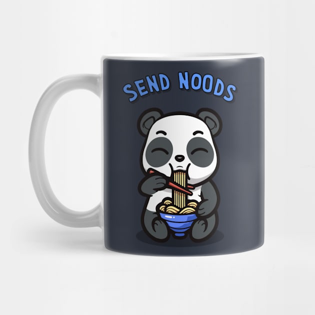 Kawaii Panda Eating Ramen Send Noods Funny Kawaii Panda Blue by AstroWolfStudio